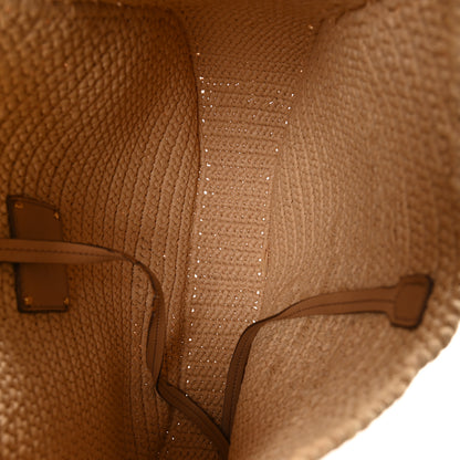 Prada Yarn Raffia Effect Crochet Embroidered Logo Hobo Naturale 5 of 10