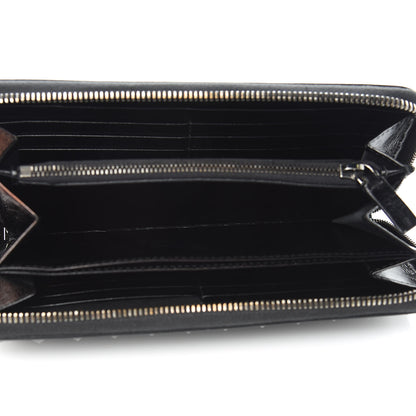 Valentino Garavani Craquele Calfskin Rockstud Zip Around Wallet Black 5 of 10