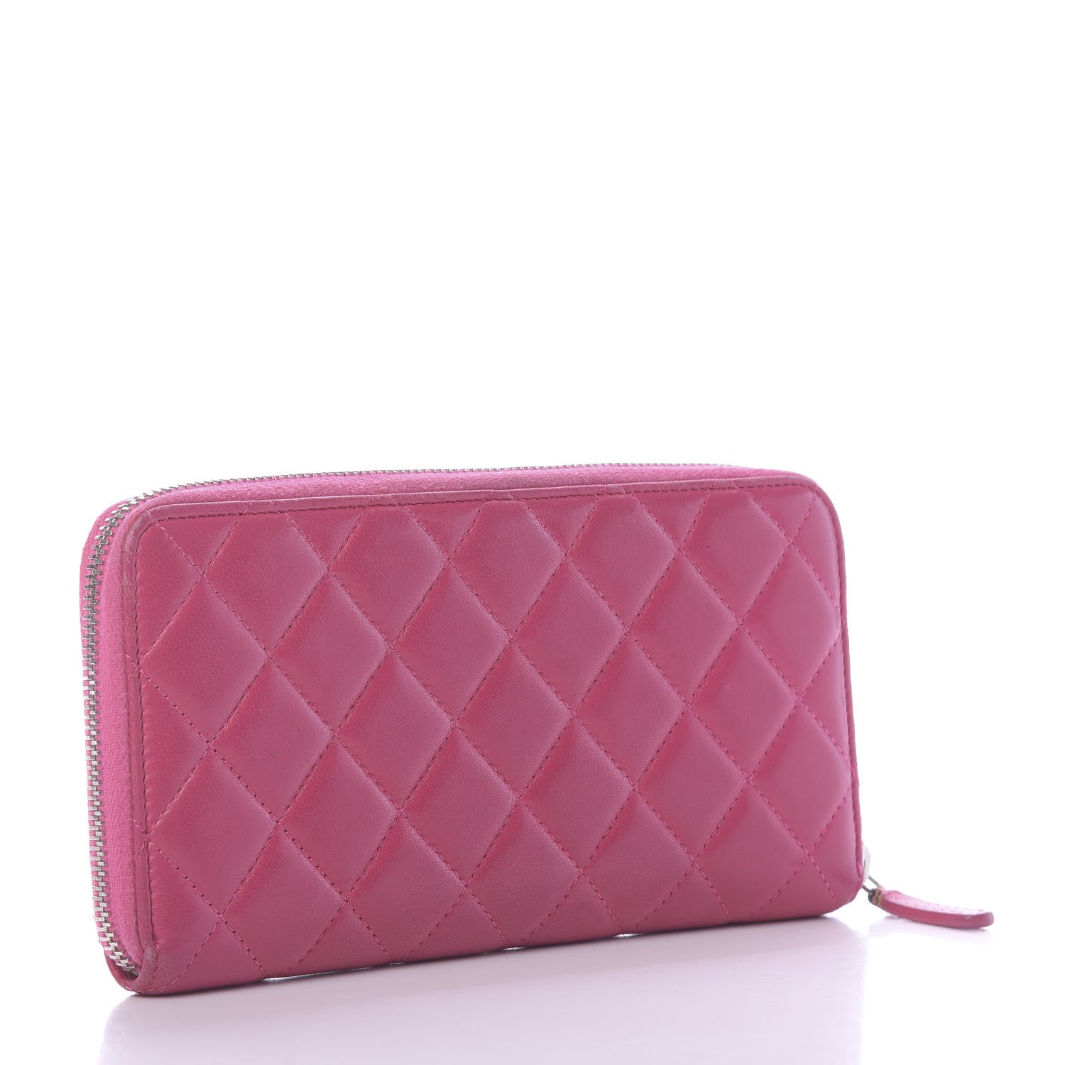 Chanel Lambskin Quilted Large Gusset Zip Around Wallet Pink 3 of 15