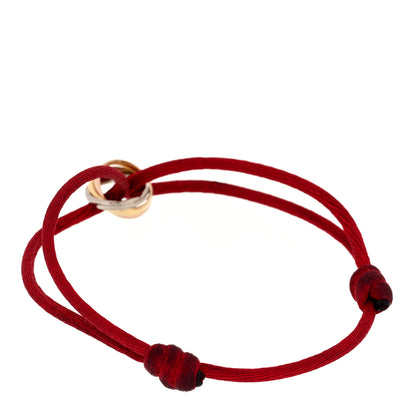 Cartier 18K Pink Yellow White Gold Trinity Cord Bracelet Red 2 of 3