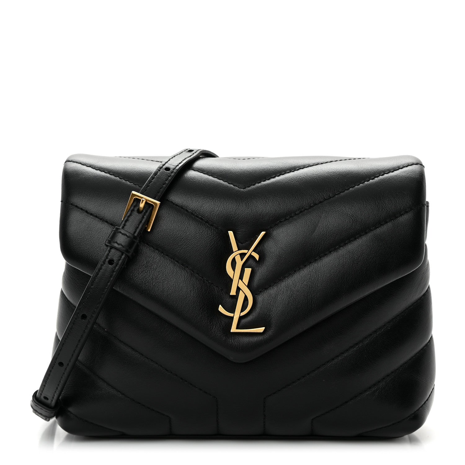 Saint Laurent Calfskin Y Quilted Monogram Toy Loulou Crossbody Bag Black 1 of 15