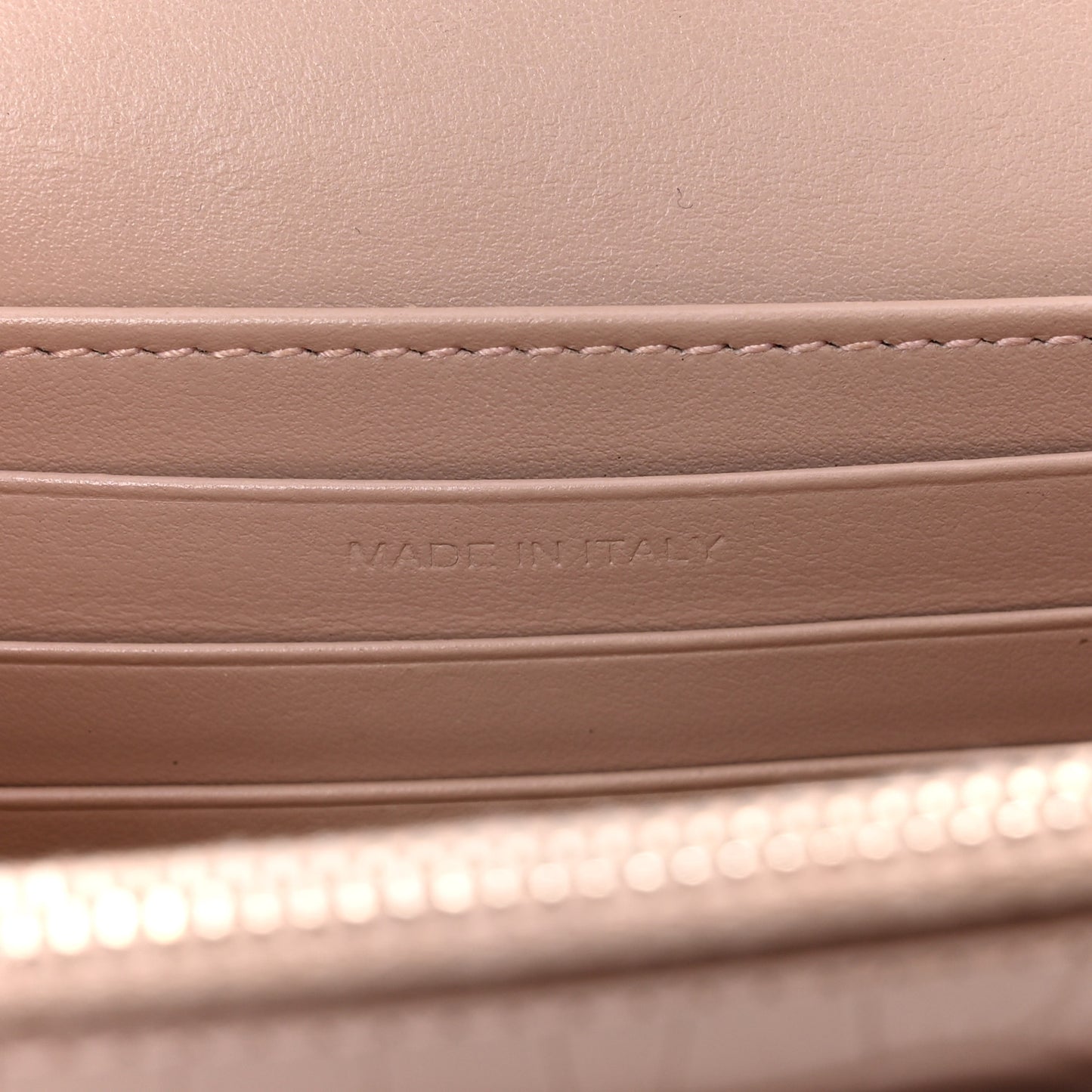 Calfskin Crocodile Embossed Monogram Sunset Chain Wallet Soft Nude