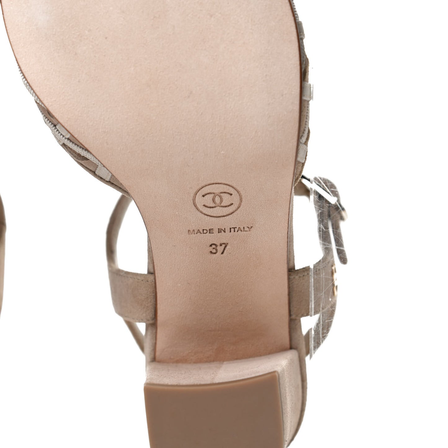 Suede Grosgrain Criss Cross Ankle Strap Sandals 37 Beige