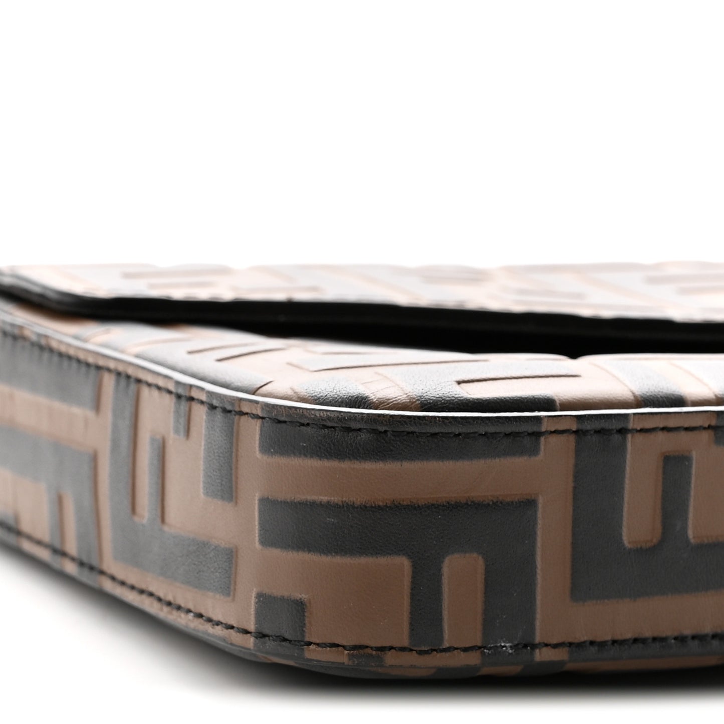 Vitello Soft F is Fendi Bi-Color FF 1974 Embossed Envelope Wallet On Chain with Pouches Maya Black