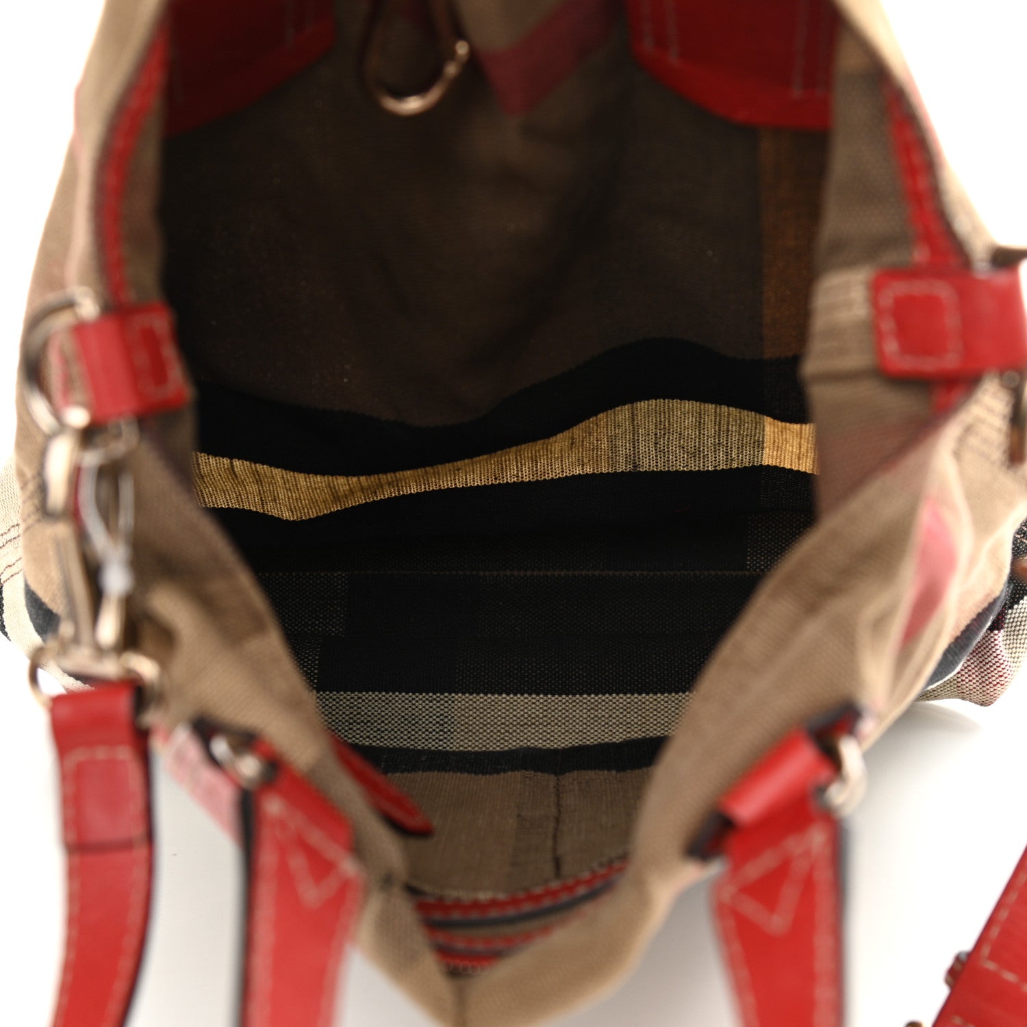 Burberry Canvas Mega Check Medium Tottenham Brit Tote Cadmium Red 5 of 13