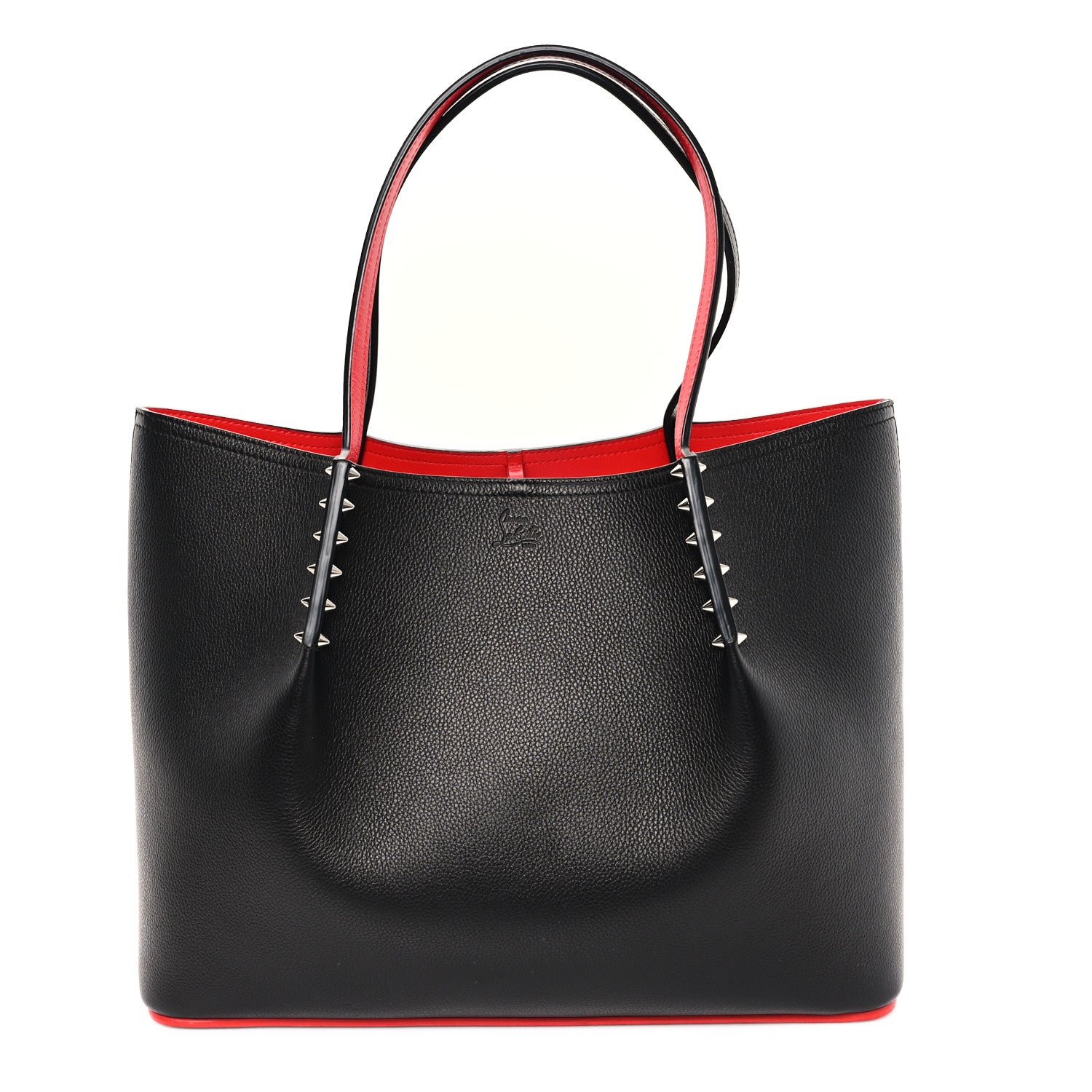 Christian Louboutin Calfskin Spiked Large Cabarock Shopper Tote Black 1 of 10