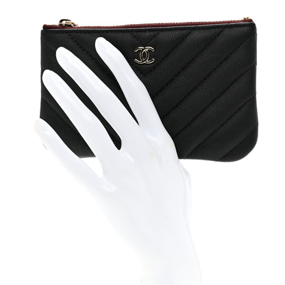 Chanel Caviar Chevron Quilted Small Cosmetic Case Black 2 of 8