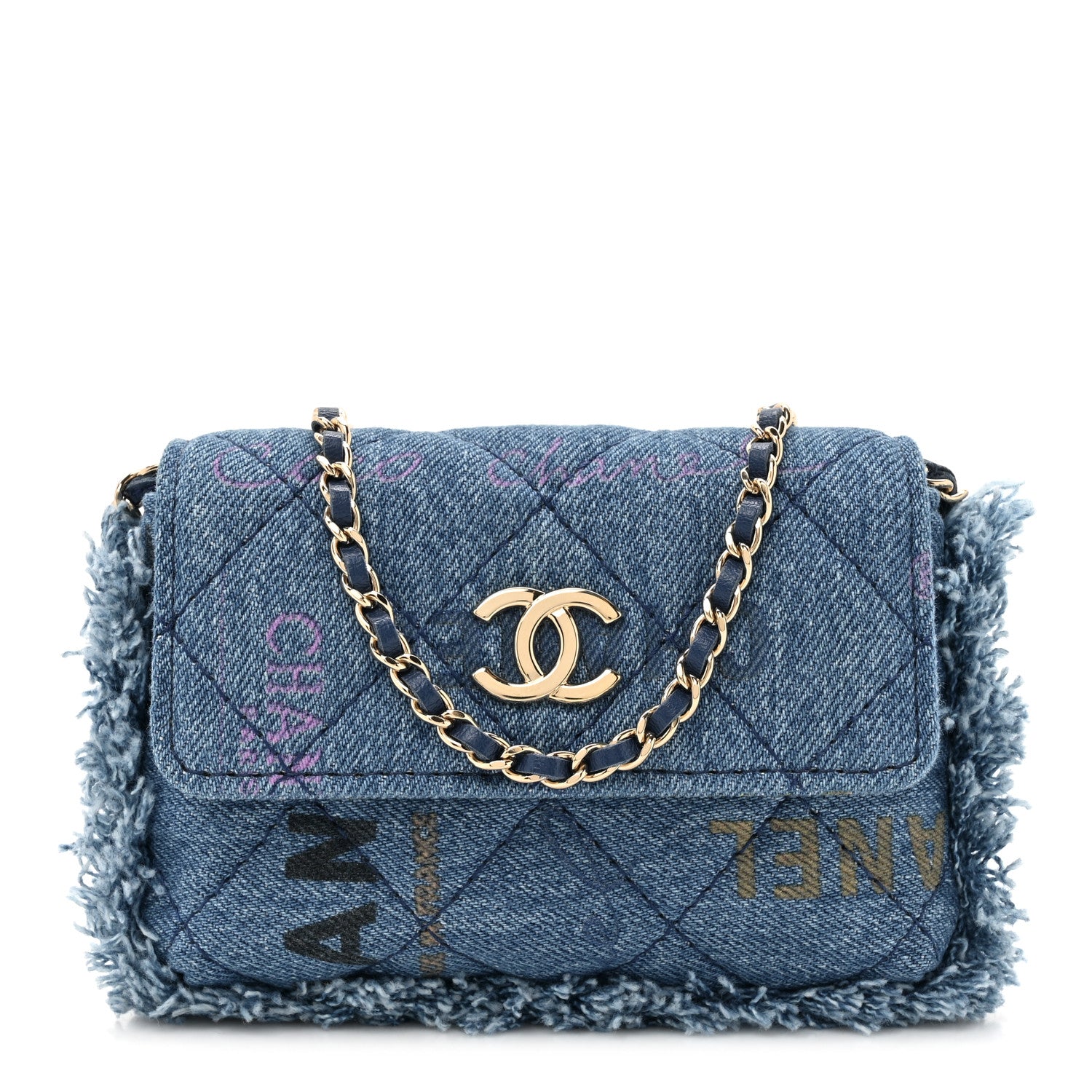 Chanel Denim Quilted Denim Mood Clutch With Chain Blue Multicolor 1 of 11