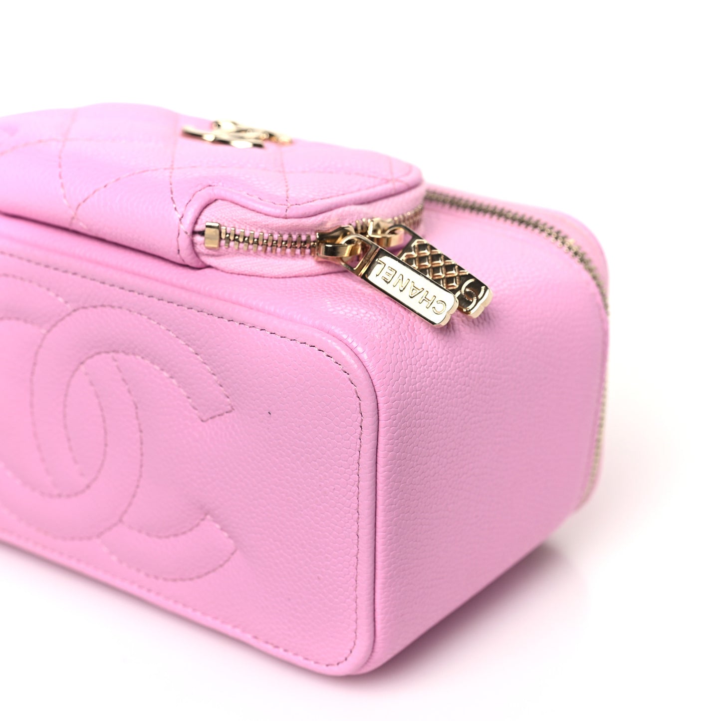 Caviar Quilted Top Handle Pocket Vanity Case Lilac