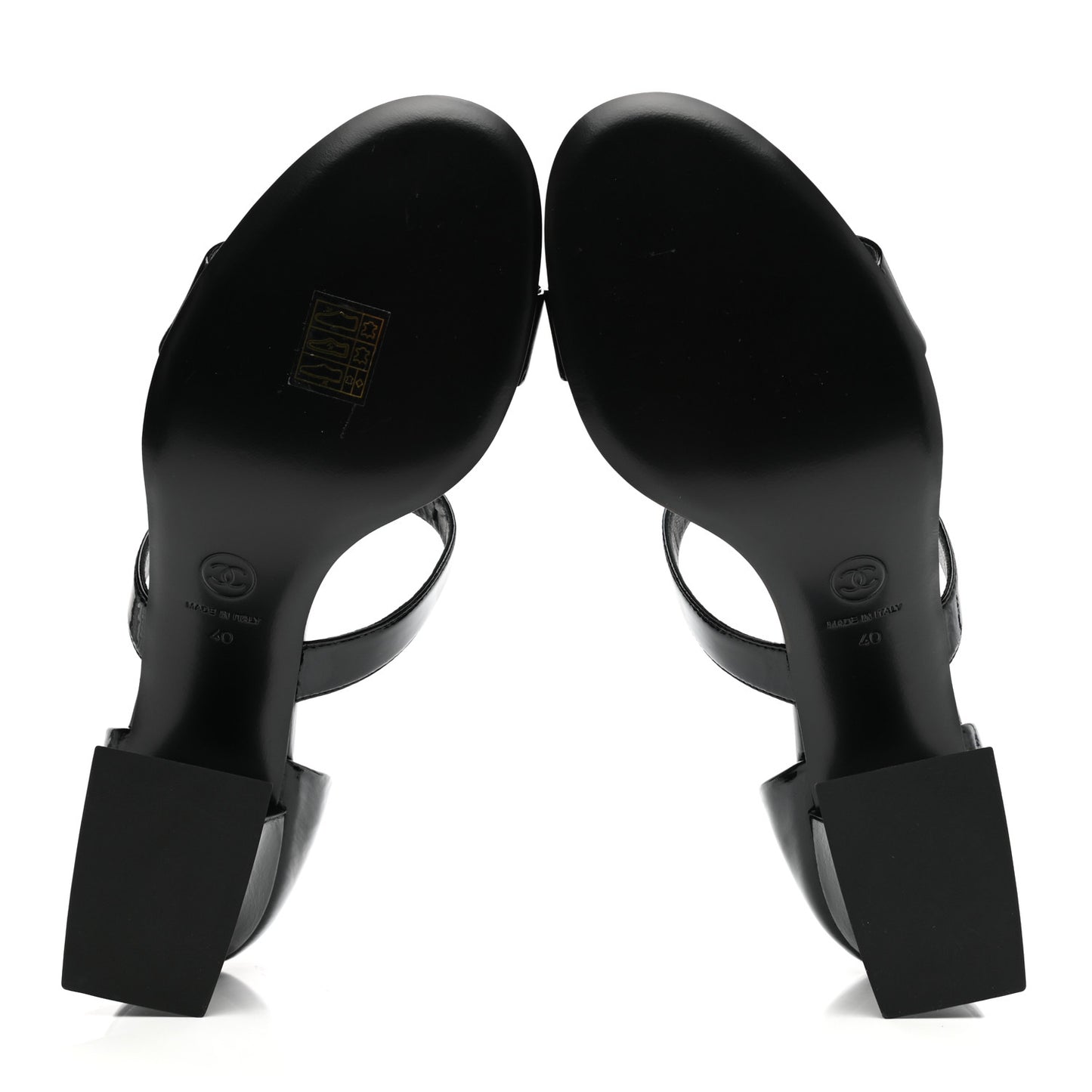 Patent Goatskin Sandals 40 Black