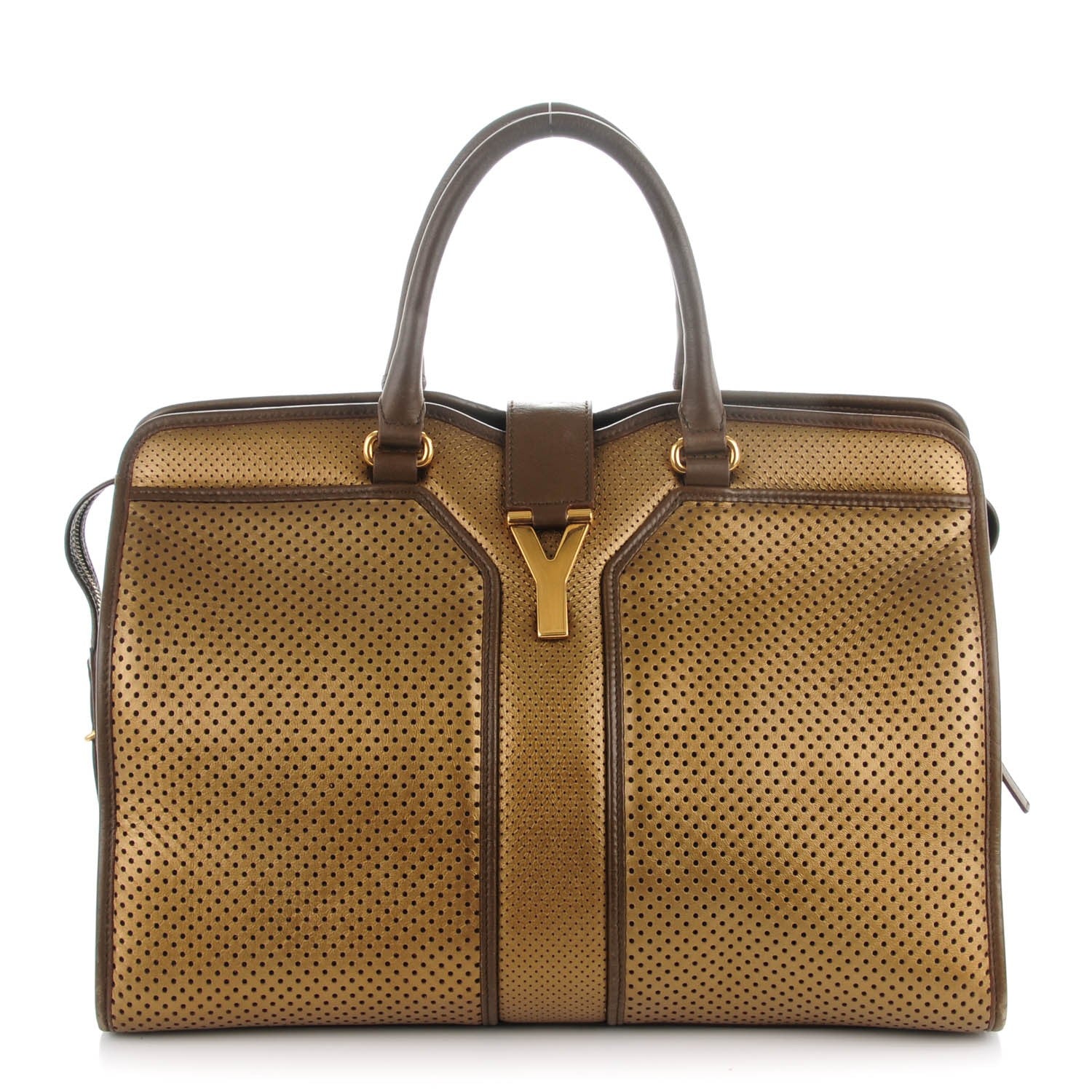 Saint Laurent Metallic Perforated Leather Large Cabas Chyc Bronze 1 of 8