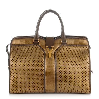 Saint Laurent Metallic Perforated Leather Large Cabas Chyc Bronze 1 of 8