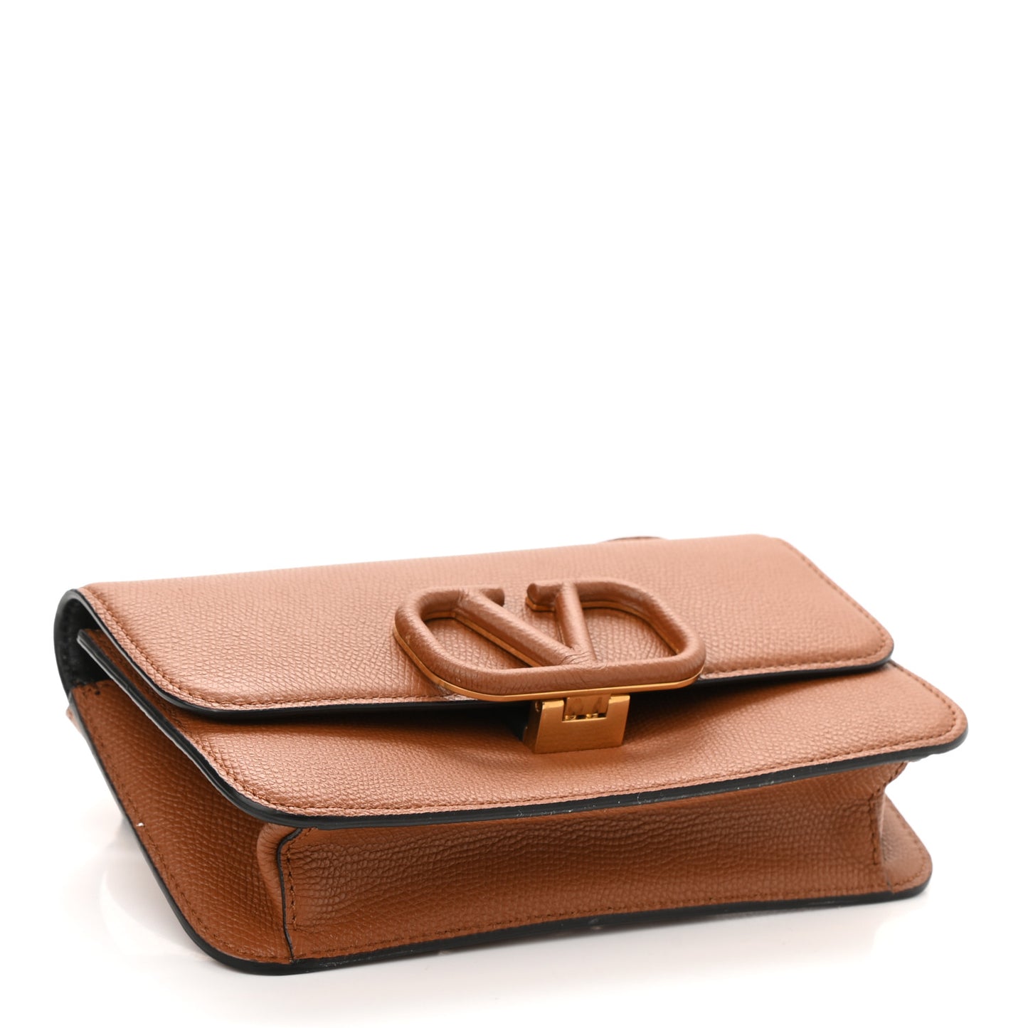 Grainy Calfskin VSling Belt Bag Saddle Brown