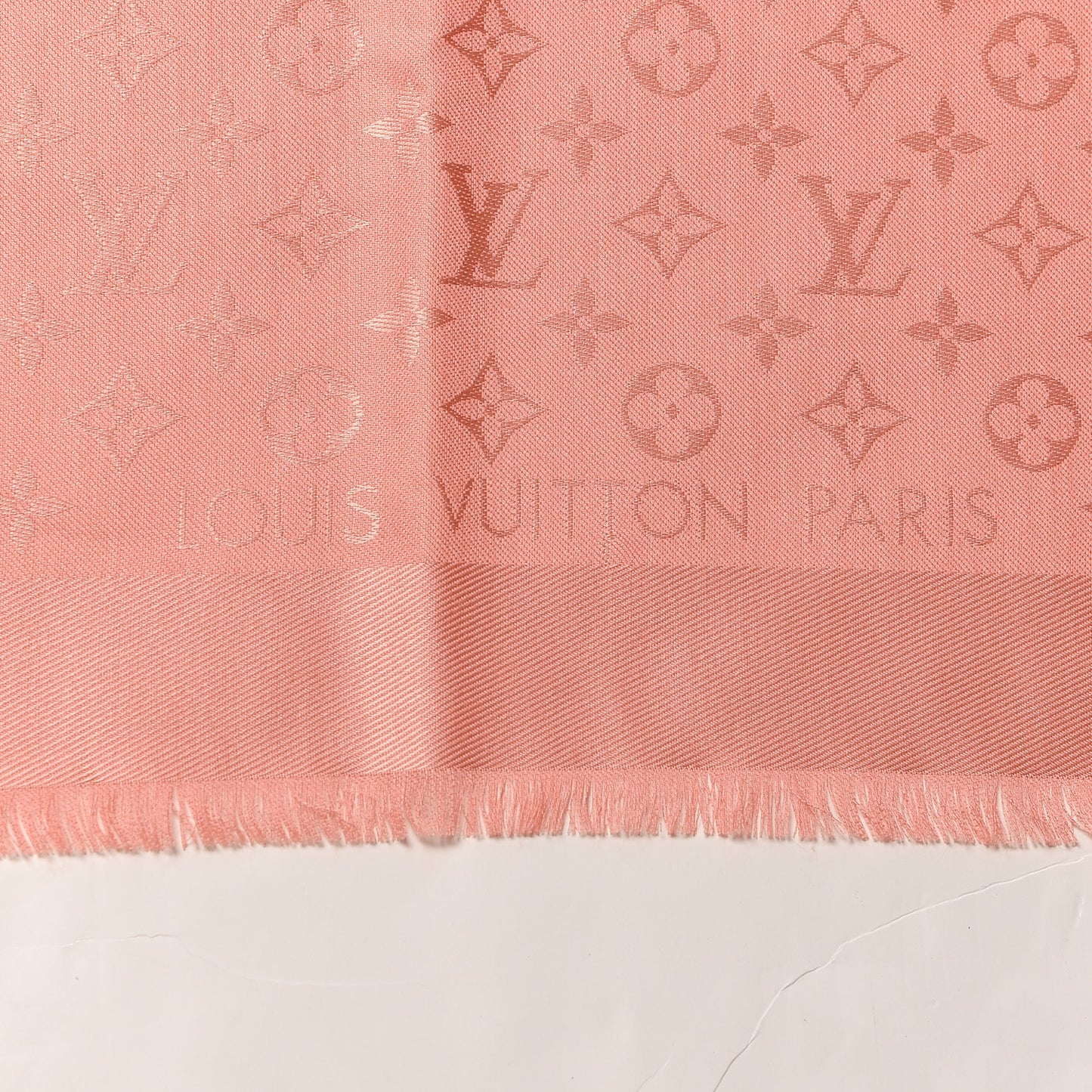 Silk Wool Monogram Shawl Corail