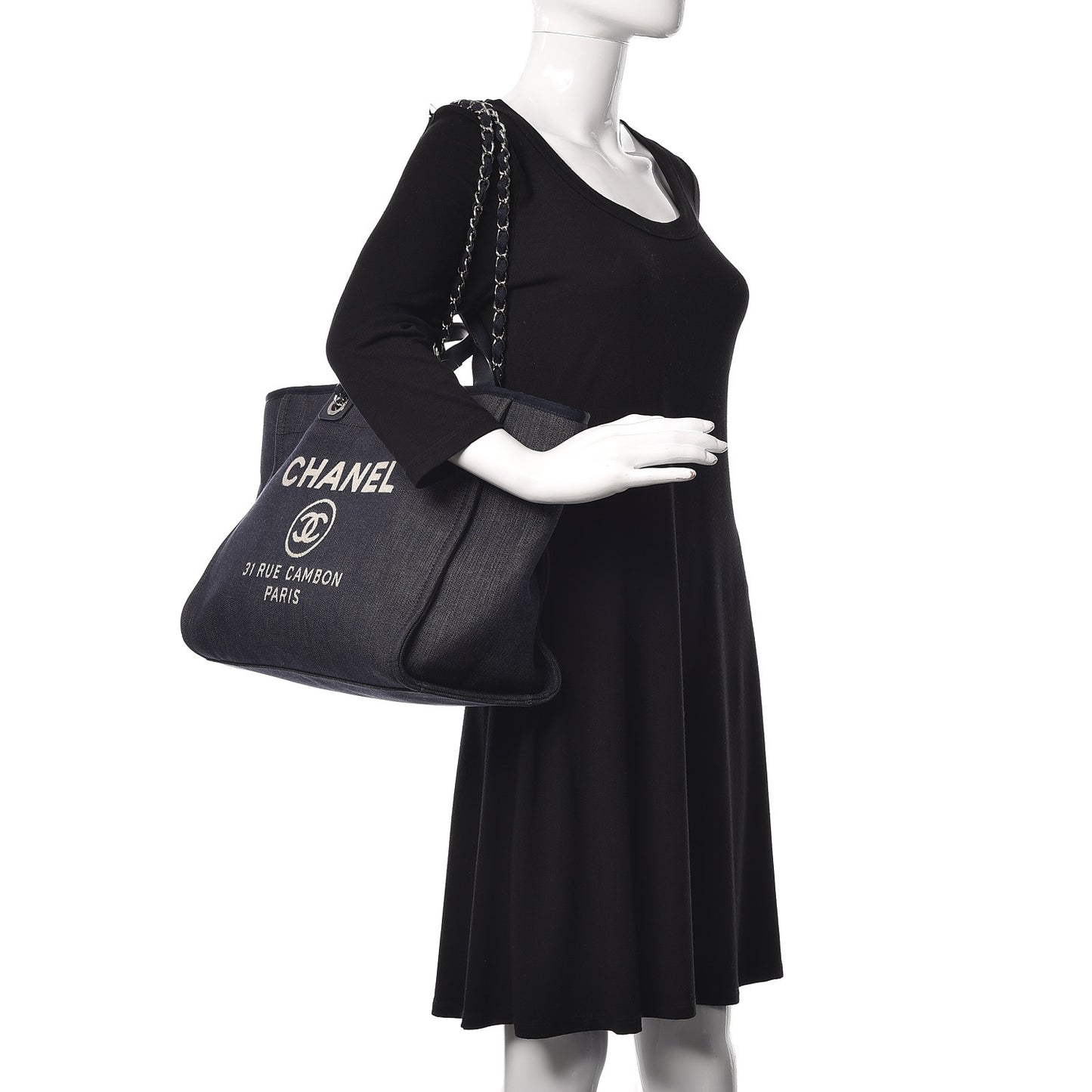 Denim Large Deauville Tote Dark Blue