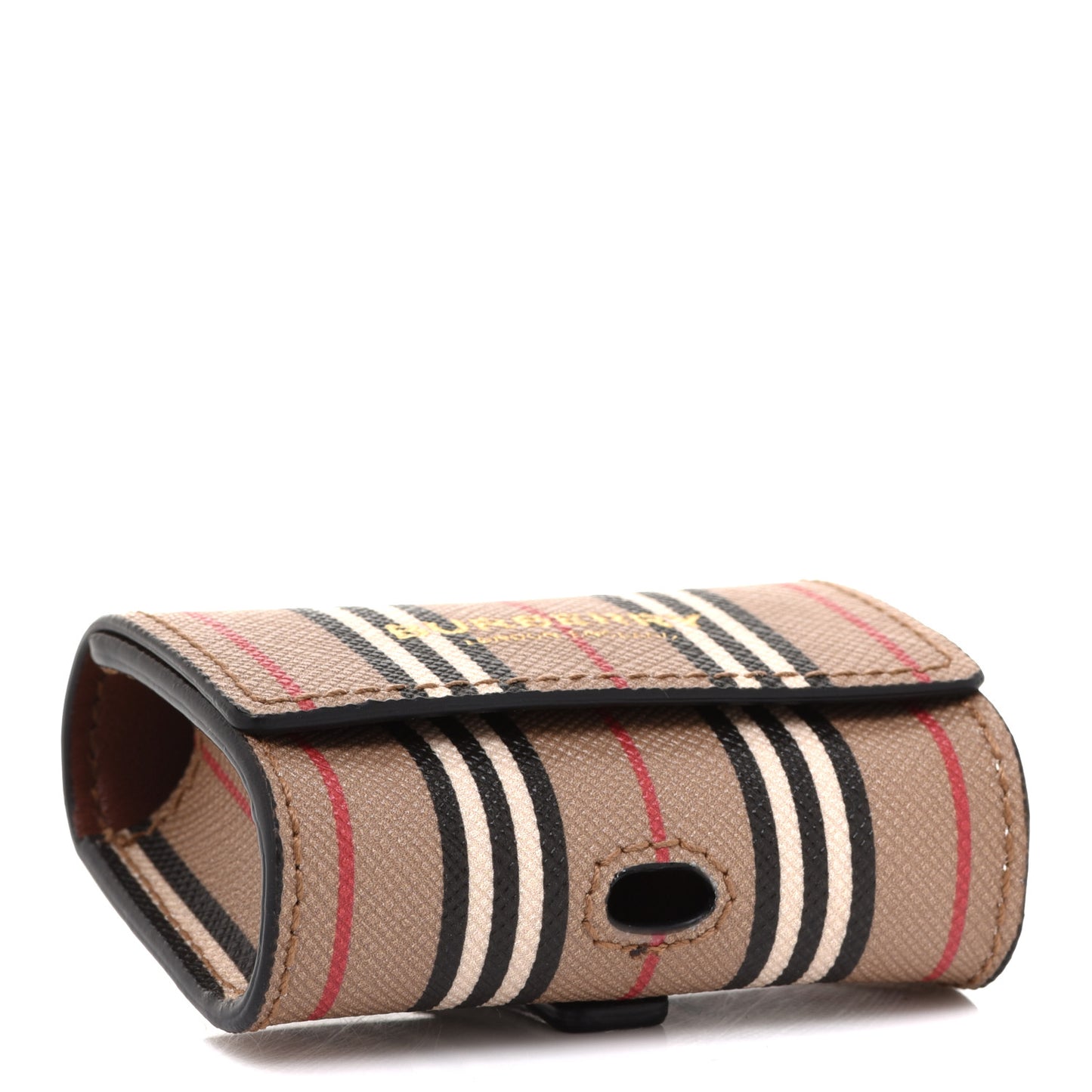 E-Canvas Calfskin Icon Stripe Airpods Pro Case Archive Beige