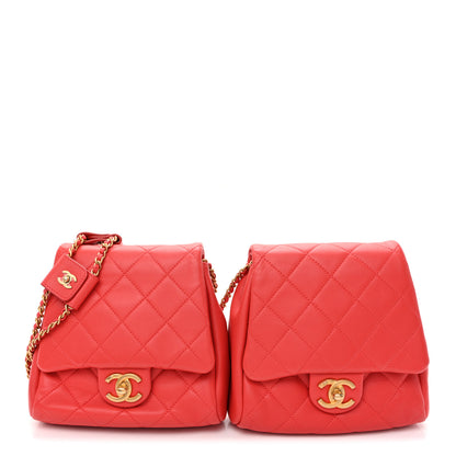 Chanel Lambskin Quilted Side-Packs Red 1 of 15
