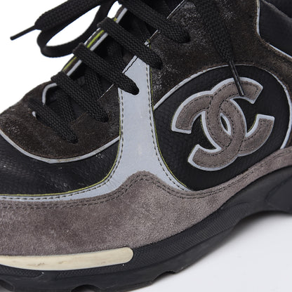 Chanel Suede Calfskin CC Sneakers 39 Black Grey 8 of 11