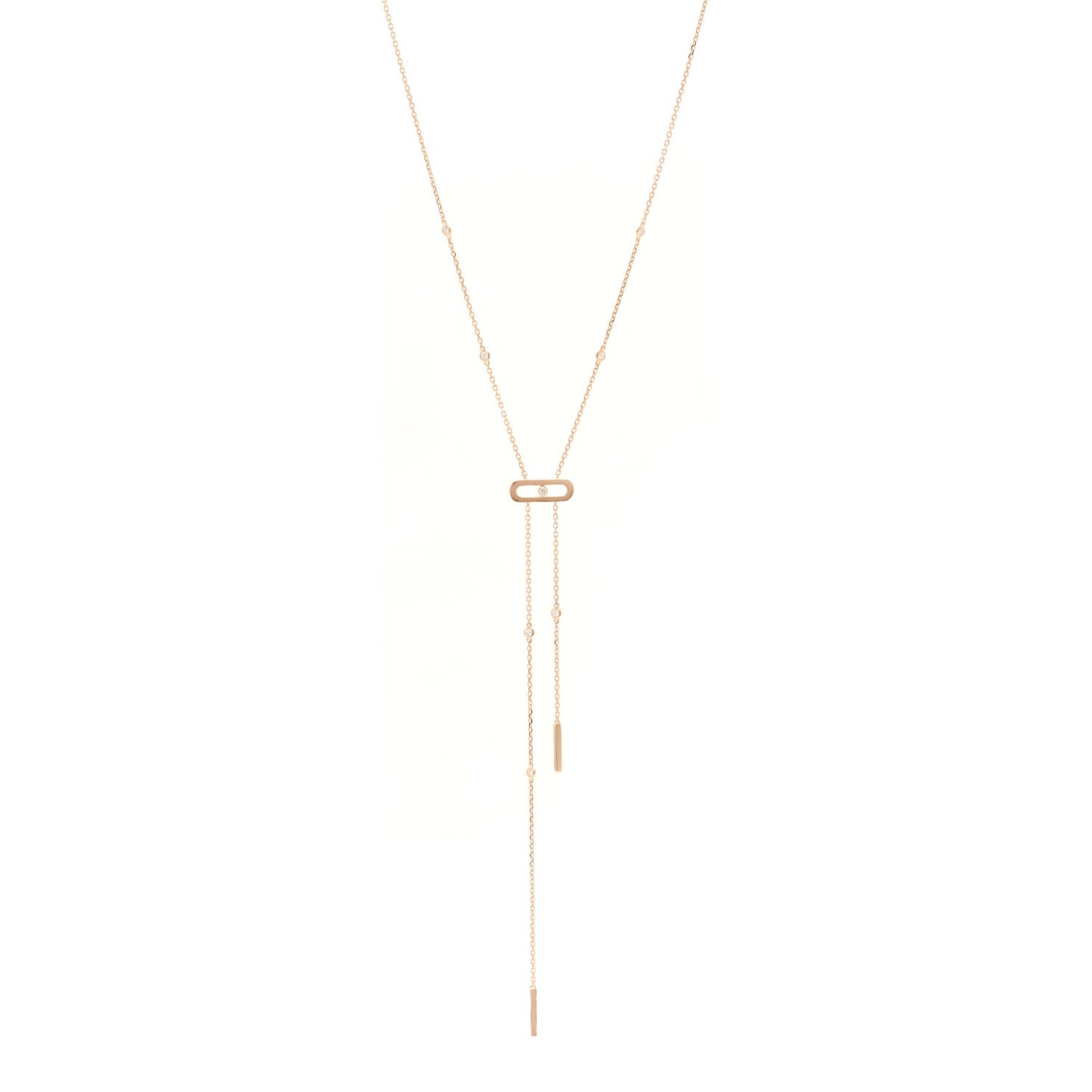 18K Rose Gold Diamond Lariat Move Necklace