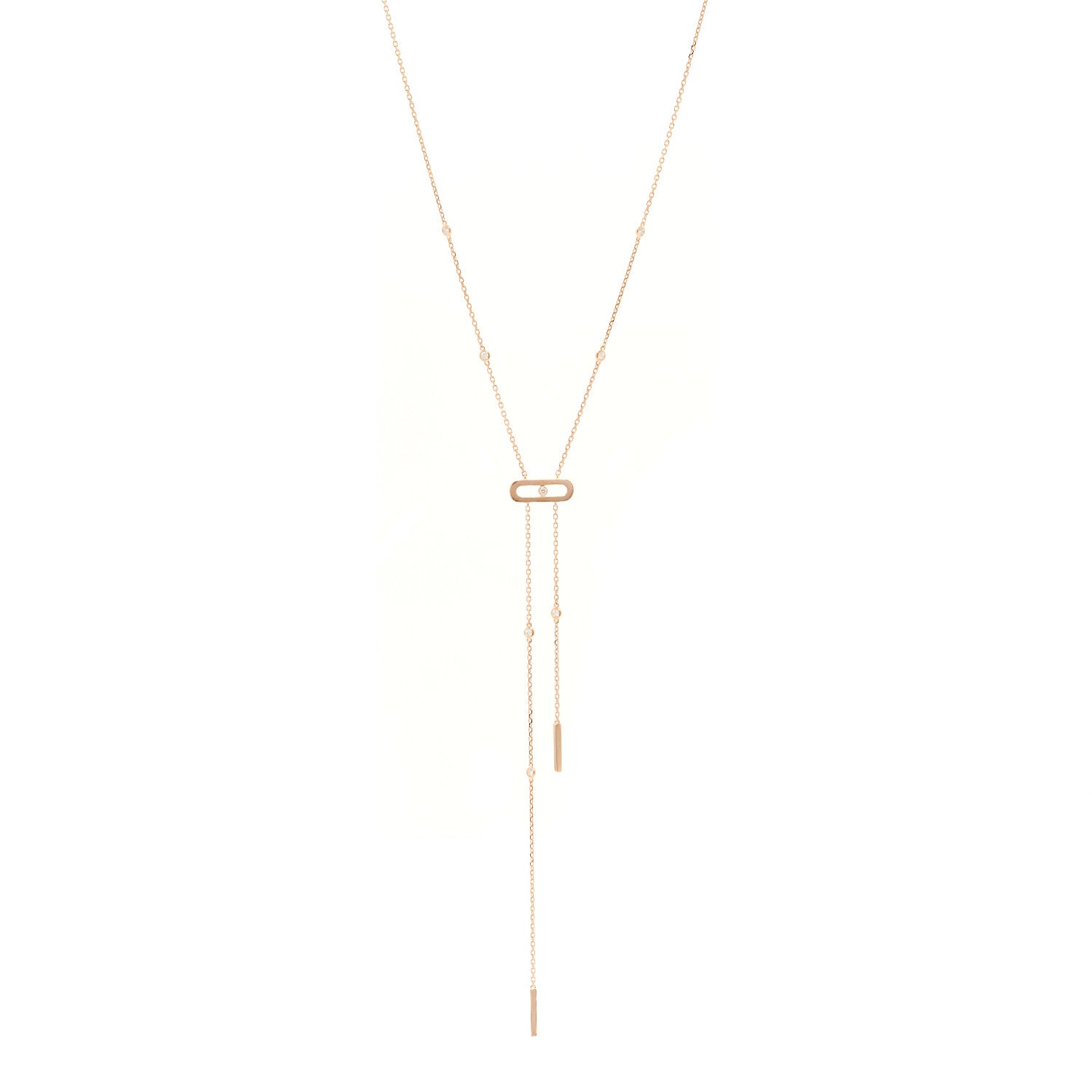 Messika 18K Rose Gold Diamond Lariat Move Necklace 1 of 5