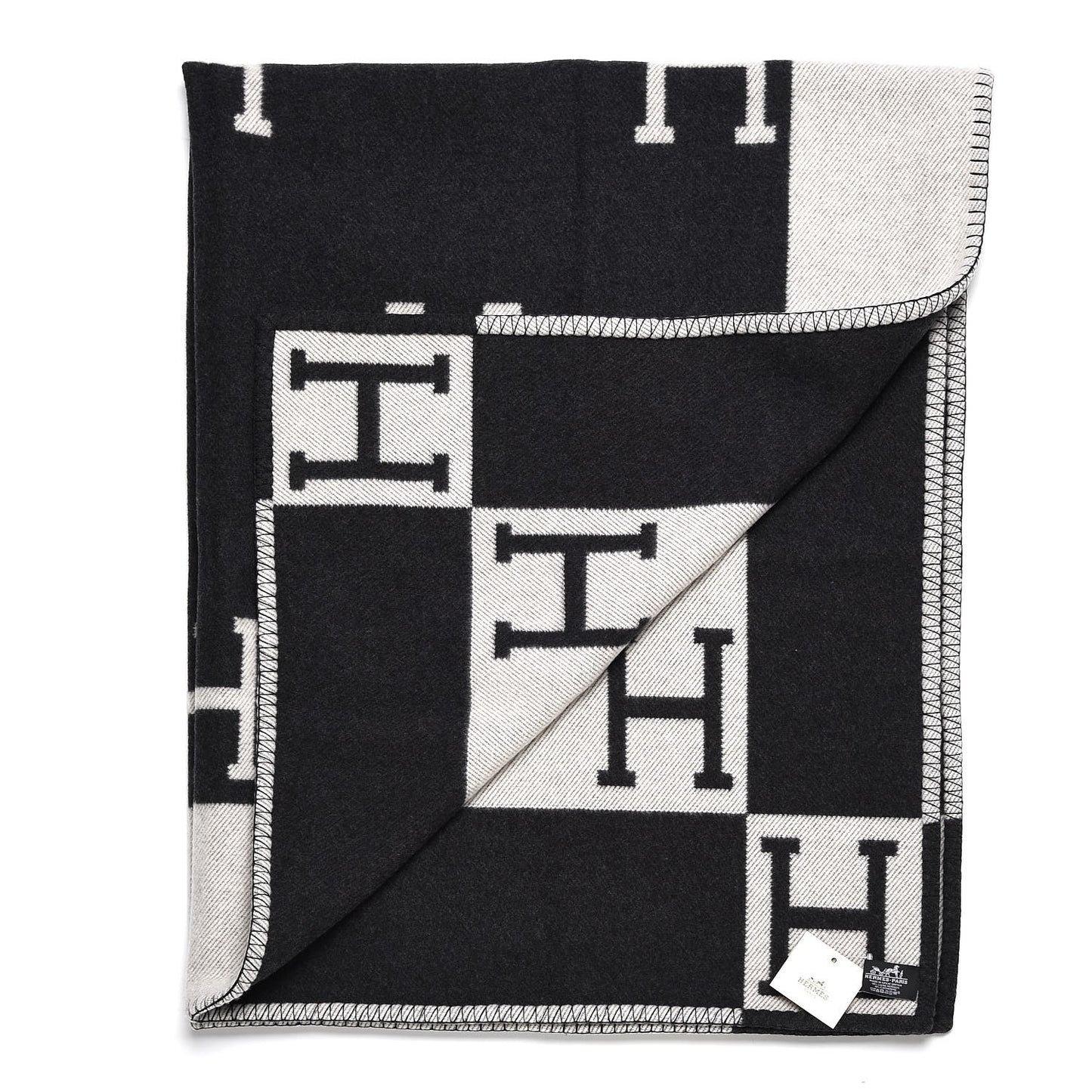 Wool Cashmere Avalon Blanket Ecru Gris Fonce