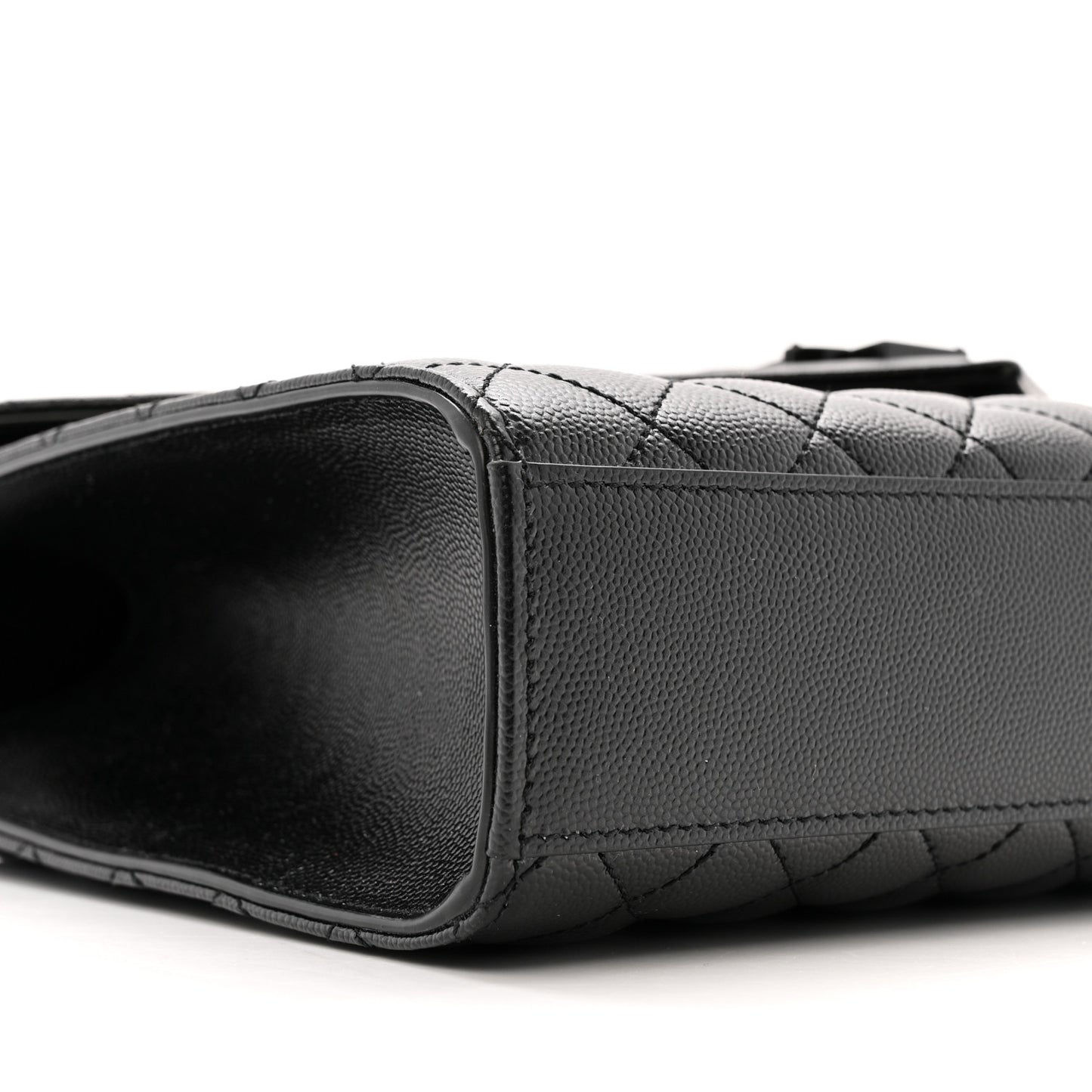 Grain De Poudre Textured Mixed Matelasse Large Triquilt Monogram Monochrome Satchel Black