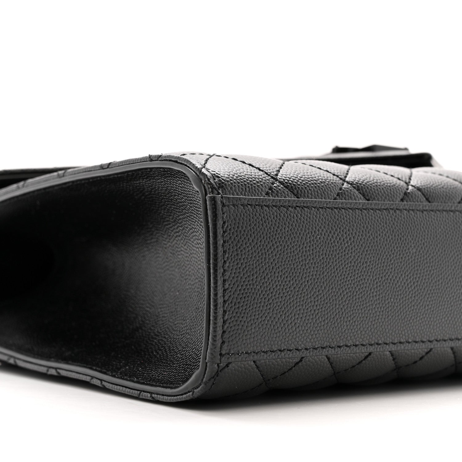 Saint Laurent Grain De Poudre Textured Mixed Matelasse Large Triquilt Monogram Monochrome Satchel Black 9 of 13