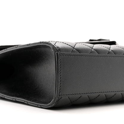 Saint Laurent Grain De Poudre Textured Mixed Matelasse Large Triquilt Monogram Monochrome Satchel Black 9 of 13