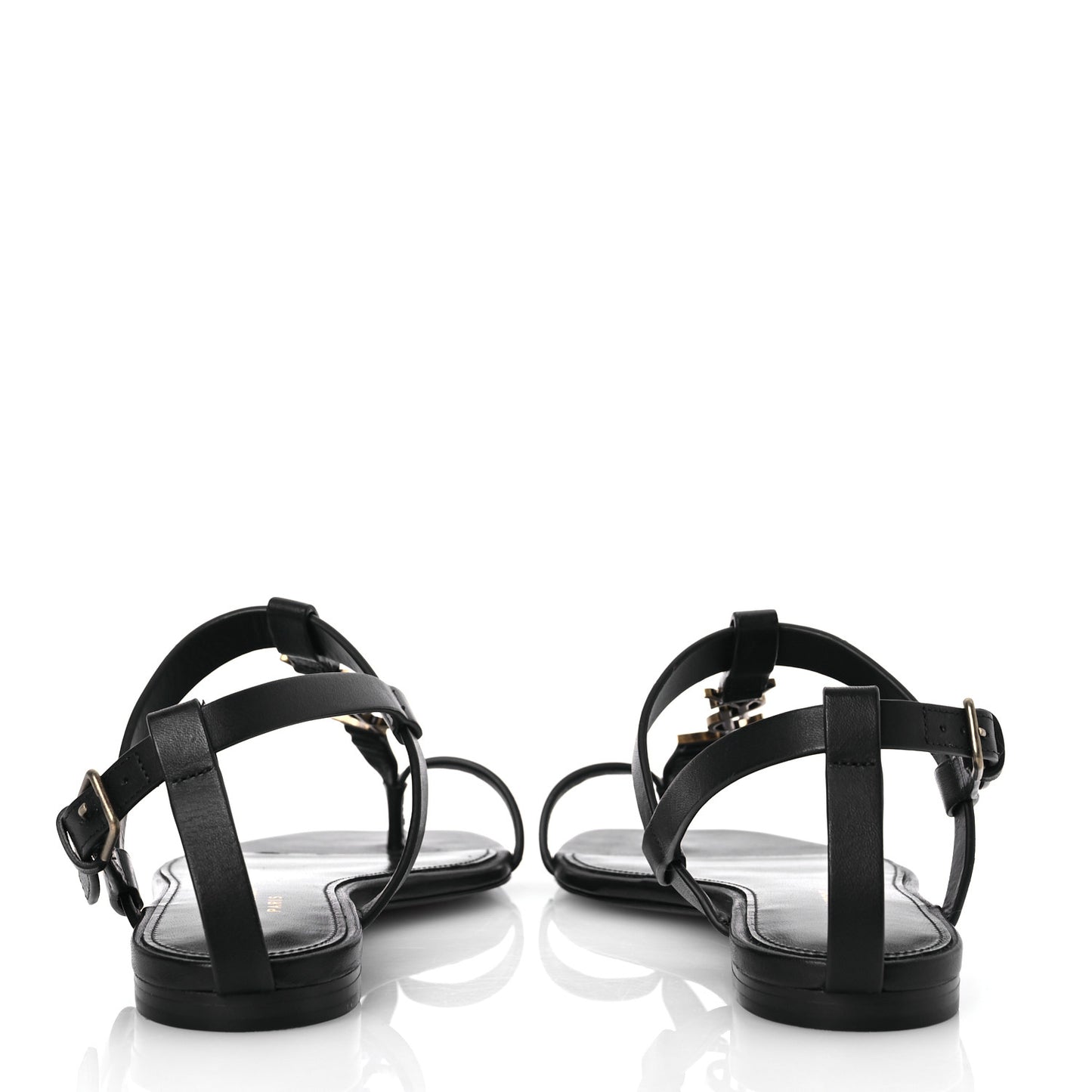 Calfskin Cassandra Monogram Sandals 37 Black