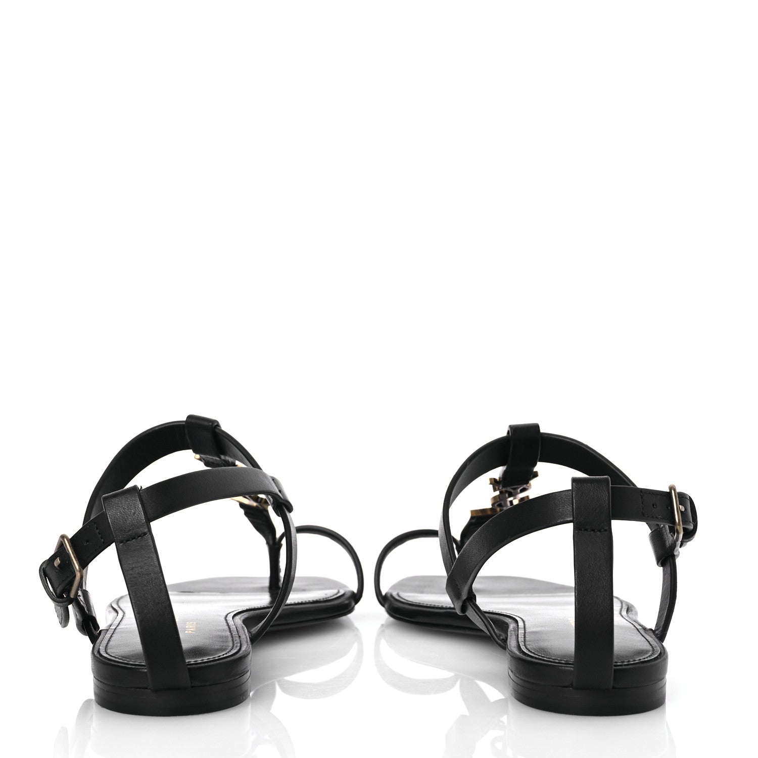 Saint Laurent Calfskin Cassandra Monogram Sandals 37 Black 6 of 12