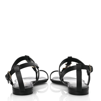 Saint Laurent Calfskin Cassandra Monogram Sandals 37 Black 6 of 12