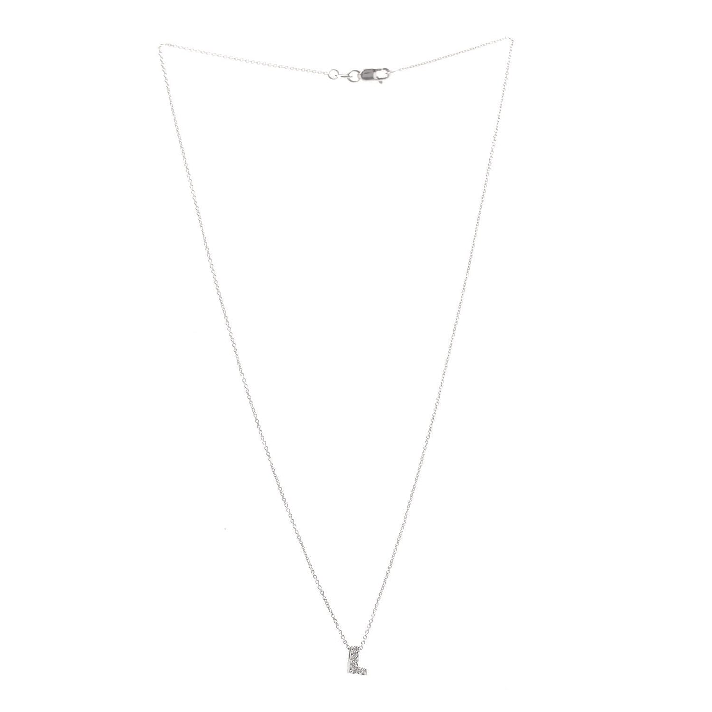 18K White Gold Diamond Love Letter L Pendant Necklace