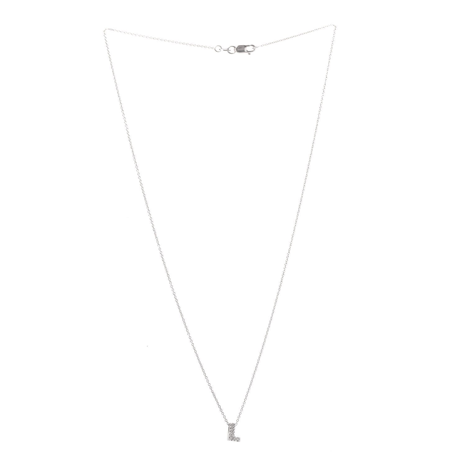 Roberto Coin 18K White Gold Diamond Love Letter L Pendant Necklace 3 of 7