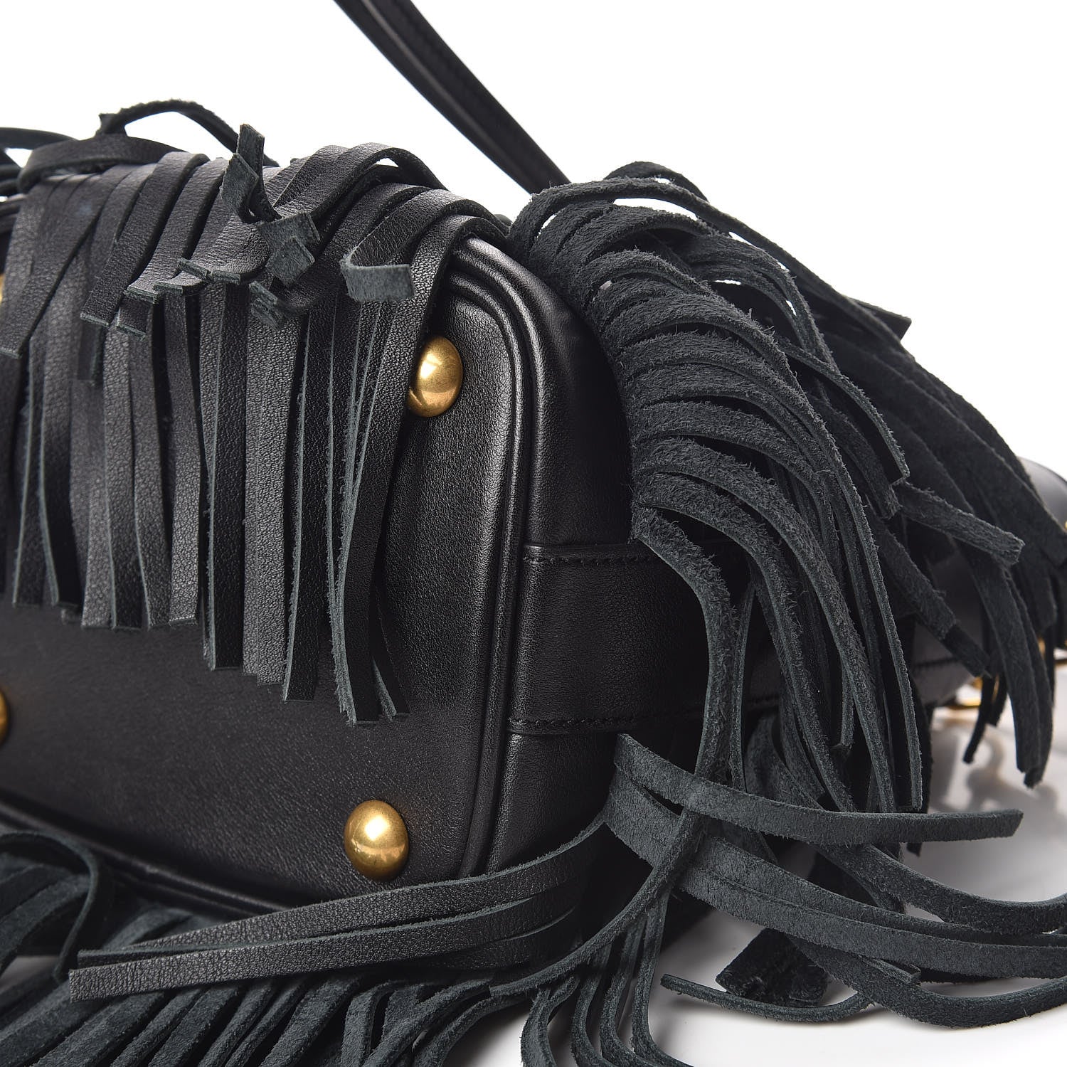 Saint Laurent Calfskin Small Emmanuelle Fringe Hobo Bag Black 6 of 9