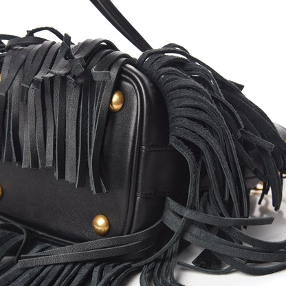 Saint Laurent Calfskin Small Emmanuelle Fringe Hobo Bag Black 6 of 9