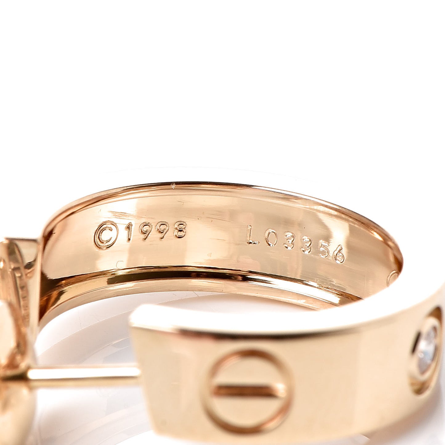 18K Yellow Gold 2 Diamond 5.5mm LOVE Hoop Earrings