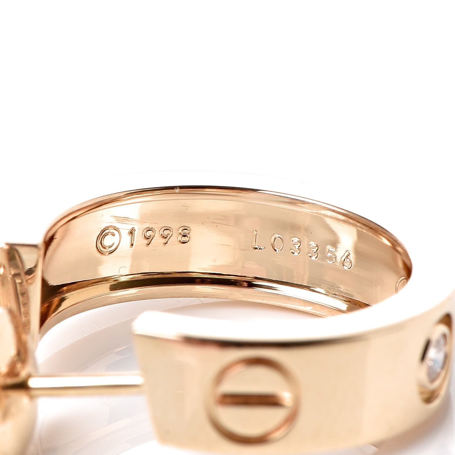 Cartier 18K Yellow Gold 2 Diamond 5.5mm LOVE Hoop Earrings 4 of 5