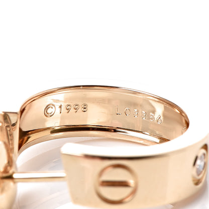 Cartier 18K Yellow Gold 2 Diamond 5.5mm LOVE Hoop Earrings 4 of 5