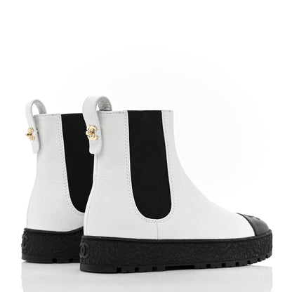 Chanel Calfskin Cap Toe CC Ankle Boots 36 White Black 4 of 9