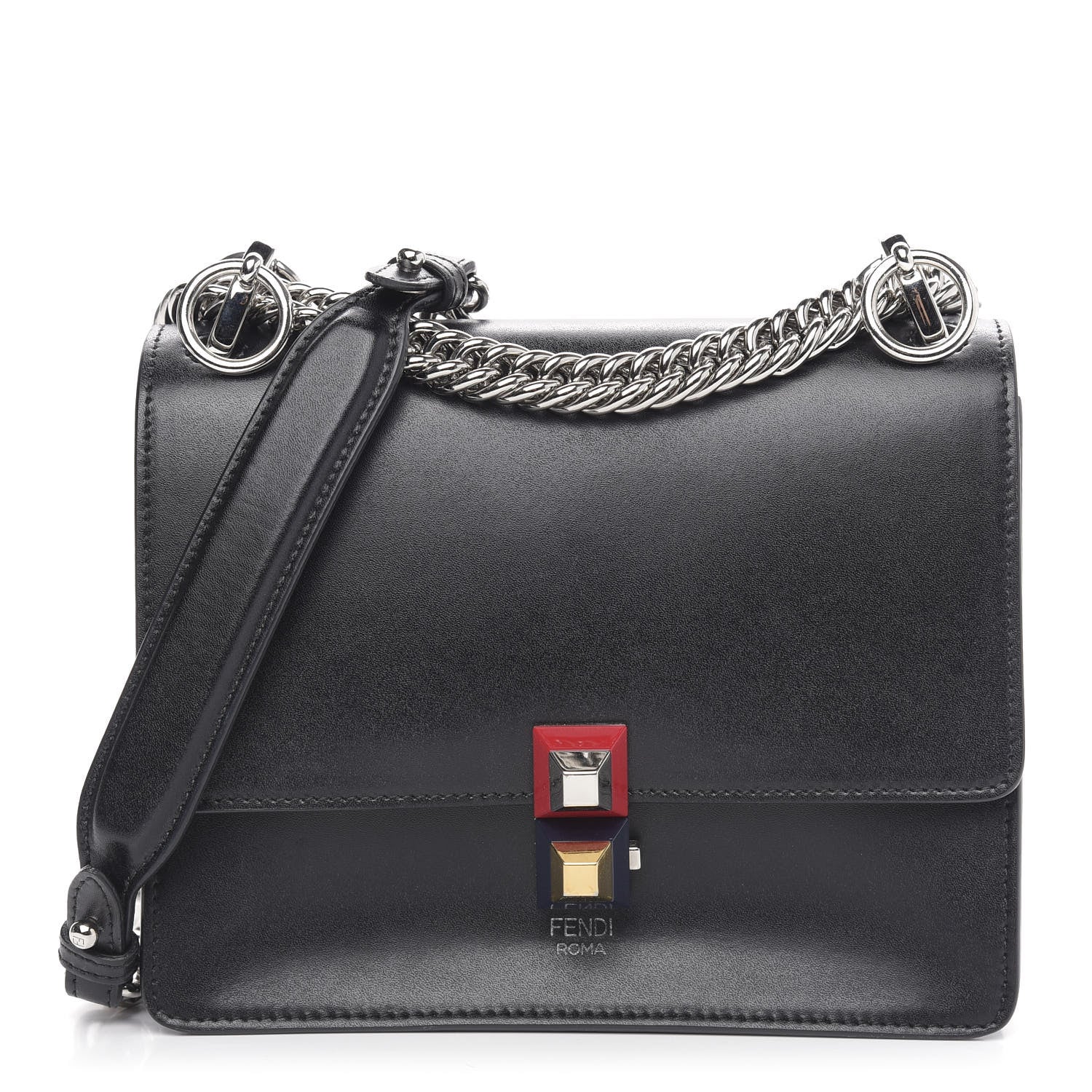Fendi Vitello Liberty Studded Small Kan I Shoulder Bag Black Multicolor 1 of 10