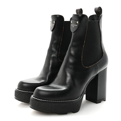 Louis Vuitton Calfskin Monogram LV Beaubourg Platform Ankle Boots 40 Black 7 of 18