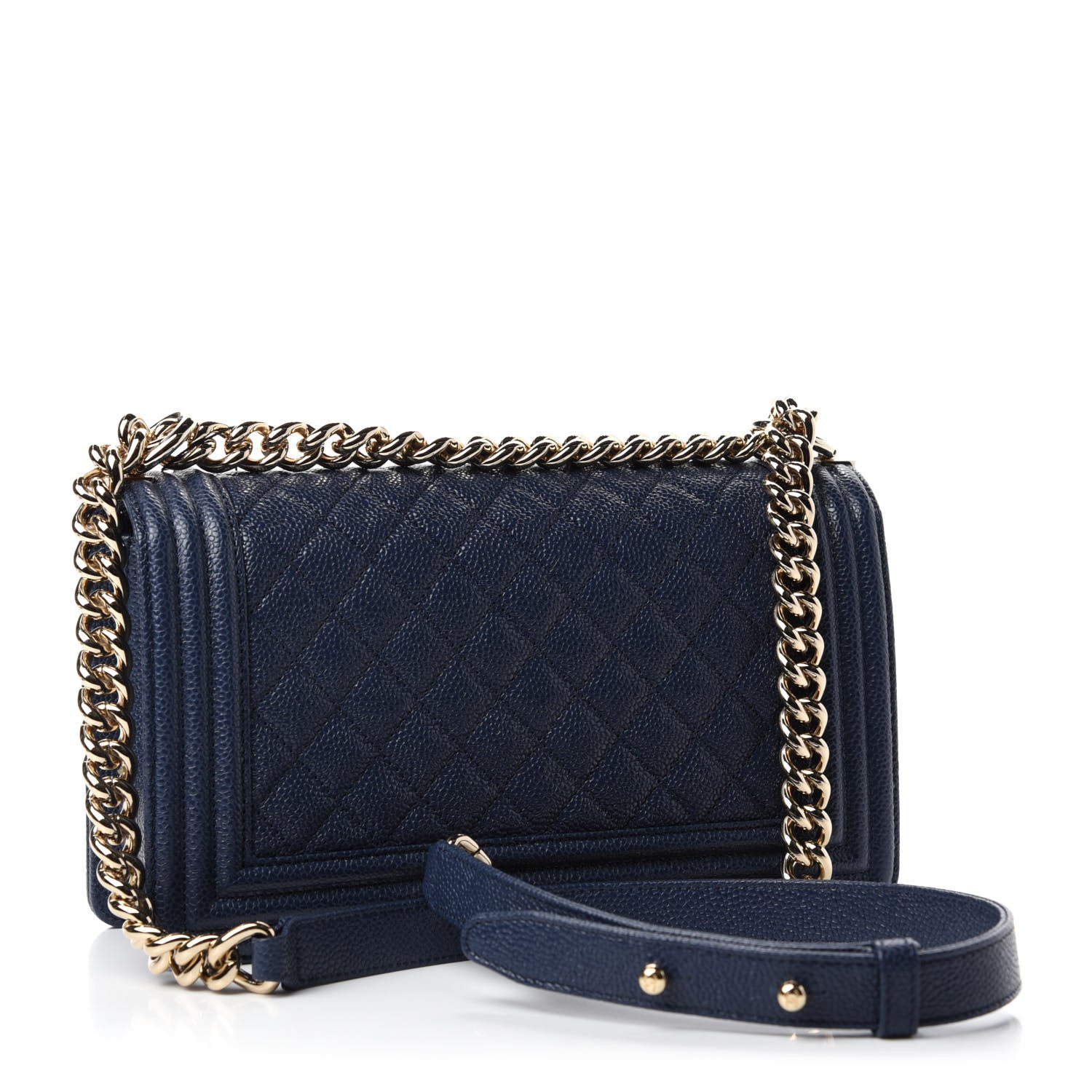 Chanel Caviar Quilted Medium Boy Flap Dark Blue 3 of 11