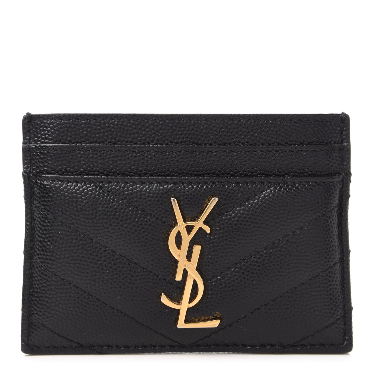 Grain De Poudre Matelasse Chevron Monogram Credit Card Case Black