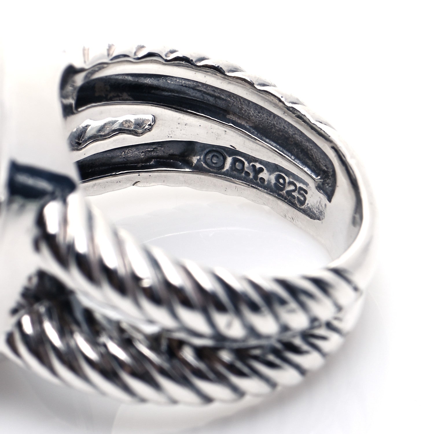 David Yurman Sterling Silver Diamond Prasiolite 11mm Albion Ring 49 4.75 4 of 4