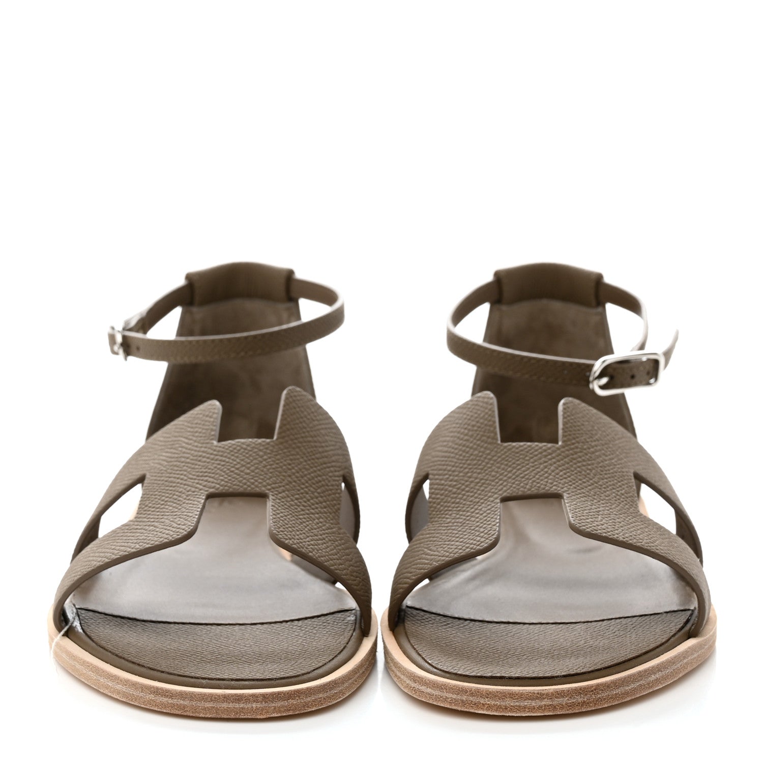 Hermes Epsom Santorini Sandals 37 Etoupe 2 of 9