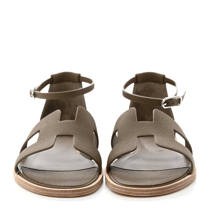 Hermes Epsom Santorini Sandals 37 Etoupe 2 of 9