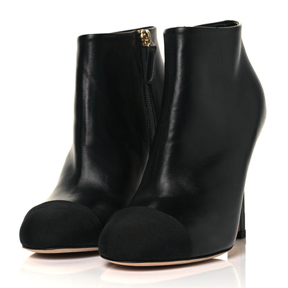 Chanel Lambskin Grosgrain Pearl Cap Toe Boots 36.5 Black 3 of 9