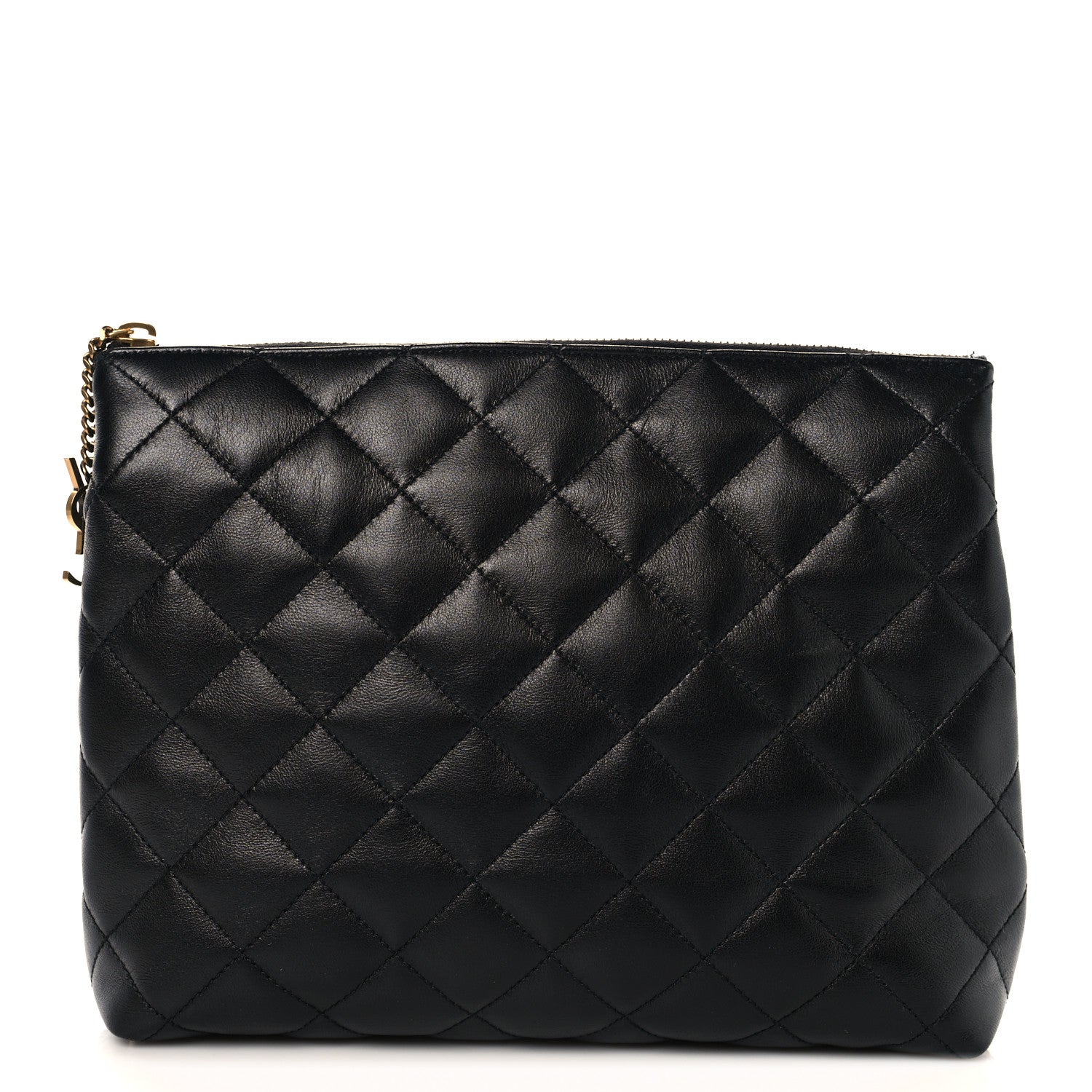 Saint Laurent Lambskin Quilted Cassandre Cosmetic Pouch Black 1 of 8