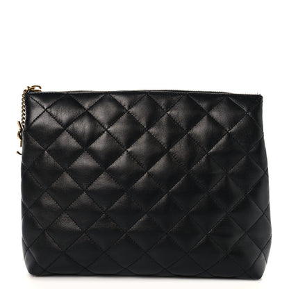 Saint Laurent Lambskin Quilted Cassandre Cosmetic Pouch Black 1 of 8