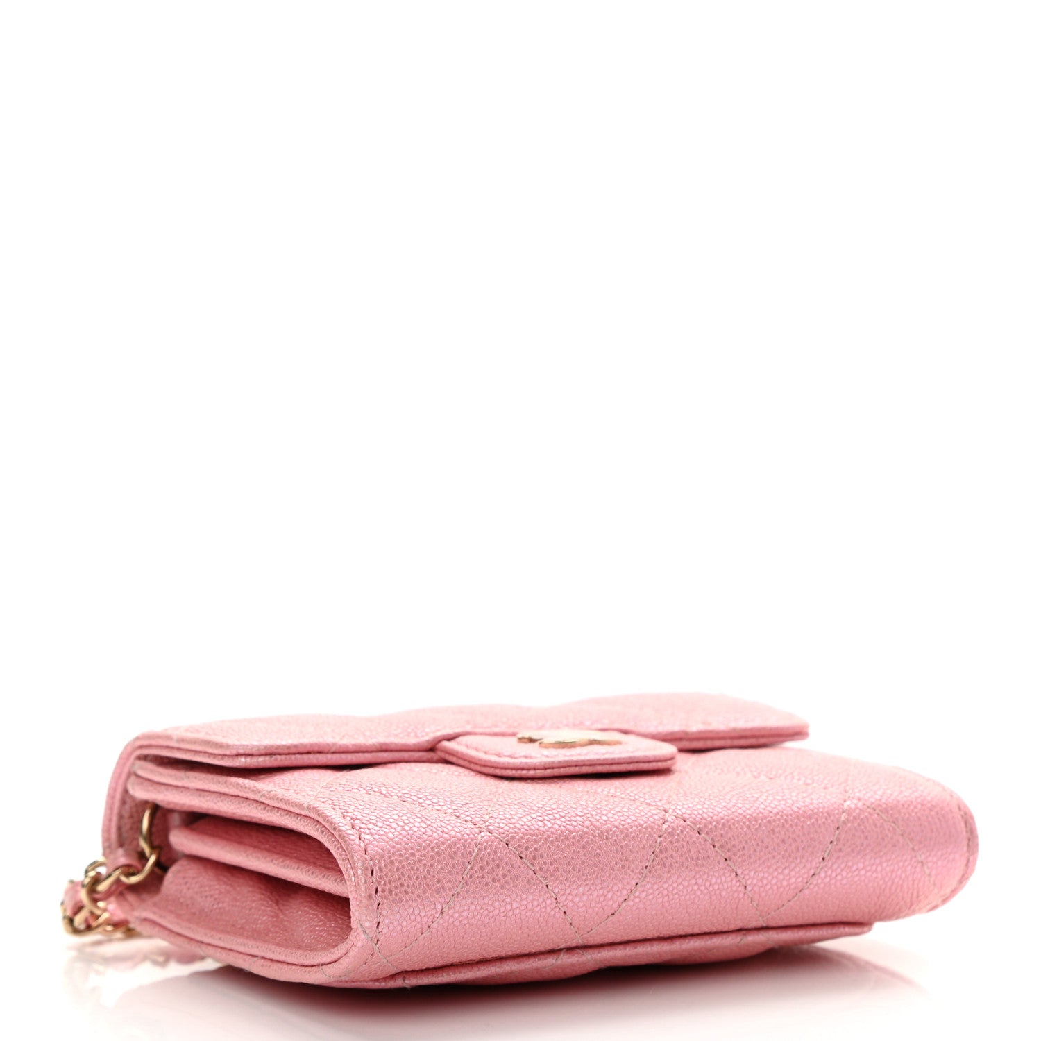Chanel Iridescent Caviar Quilted Flap Card Holder On Chain Pink 4 of 9